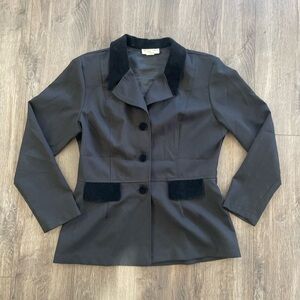 Alyn Paige Black Velvet Trim Jacket Made in USA Size 13/14 80s 90s Vintage